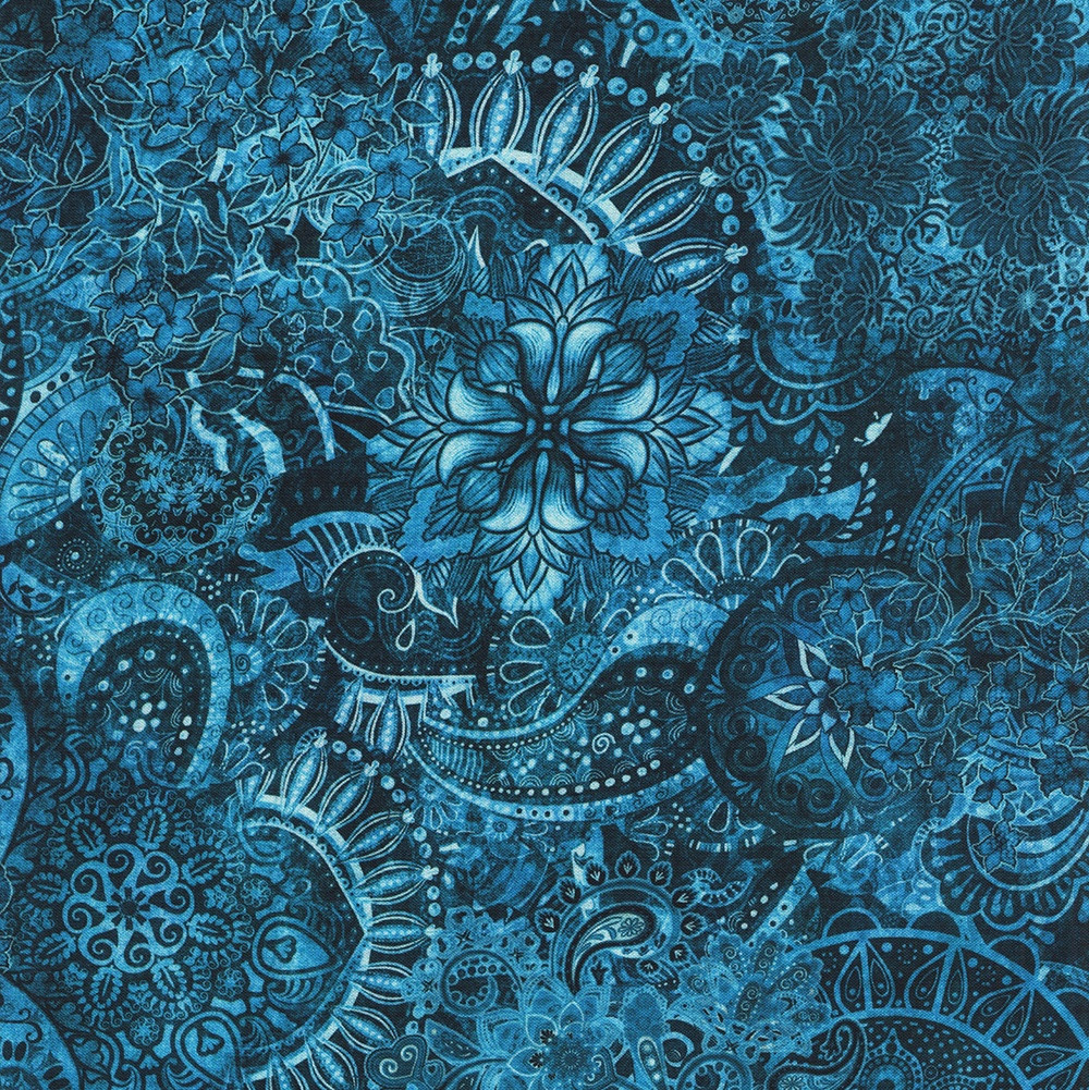 Quilting Treasures Fabrics Mystique Paisley Dan Morris Lagoon Blue
